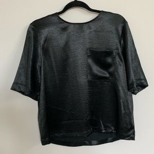 NWT Who What Wear - Black Shiny Pocket Top!